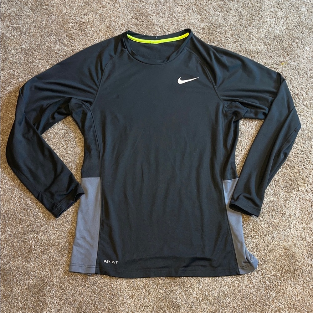 Nike Black and Gray Dri-FIT Long Sleeve Shirt